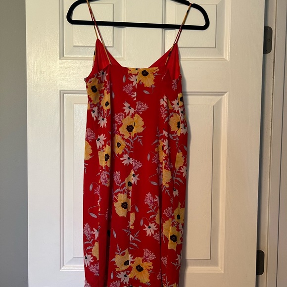 NWT divided 8 floral summer dress red yellow spaghetti strap - Picture 3 of 10